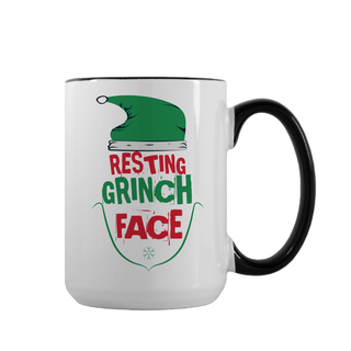 Resting Grinch Face Christmas Mug 15 oz