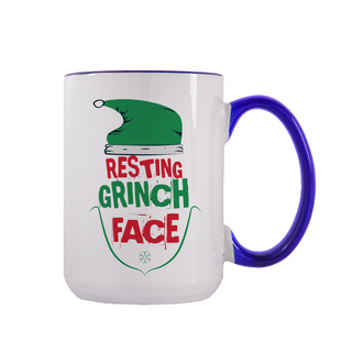 Resting Grinch Face Christmas Mug 15 oz