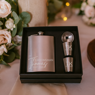 Groomsman Stainless Steel 4pc Flask Set
