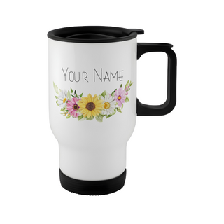 Mug de voyage blanc Bed of Flowers