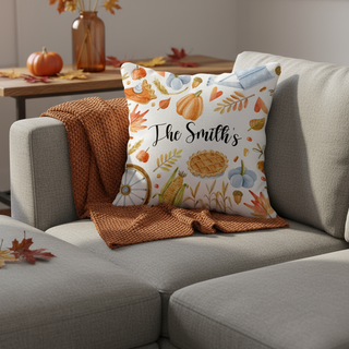 Autumn Themed Throw Pillow with Filling