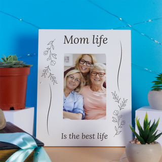 Mom life is the Best Life Engraved Wooden Photo Frame