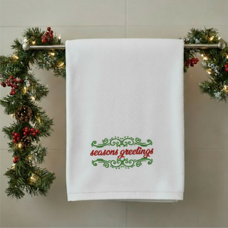 Personalized Seasons Greetings Cotton Bath Towel – Custom Engraved Gift, 35" x 61"