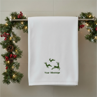 Christmas Reindeer Bath Towel | Personalized Embroidered Holiday Towel | Custom Cotton Gift