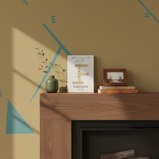 Personalized Family Word Puzzle Photo Block 5x7 | Custom Wood Picture Decor | Upload Names, Photo, or Message