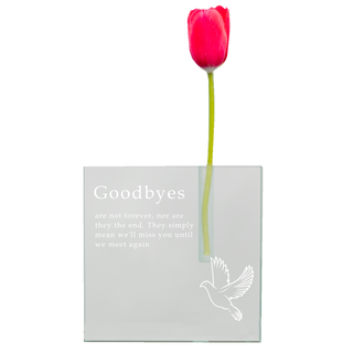 Goodbyes are not forever Custom Engraved Bud Vase