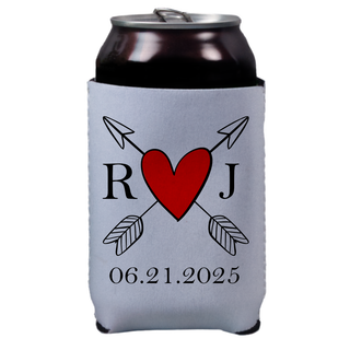 Personalized Crossed Heart Beer Cozy