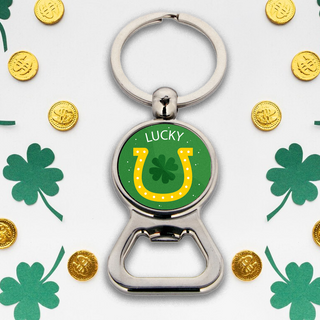 LUCKY Round Bottle Opener Keychain - St Patrick's Day