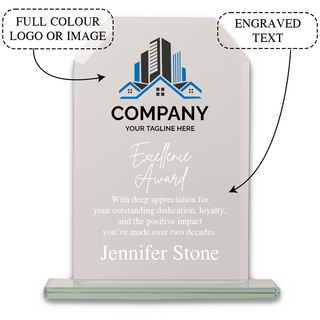 Logo Printed Modern Silhouette Glass Award Things Engraved