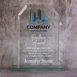 Logo Printed Modern Silhouette Glass Award Things Engraved