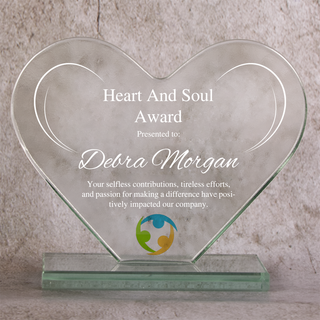 Logo Printed Glass Heart Shaped Award Things Engraved