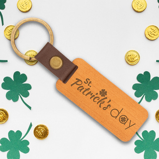 Cherry Wood Keychain for St Patrick's Day Celebration