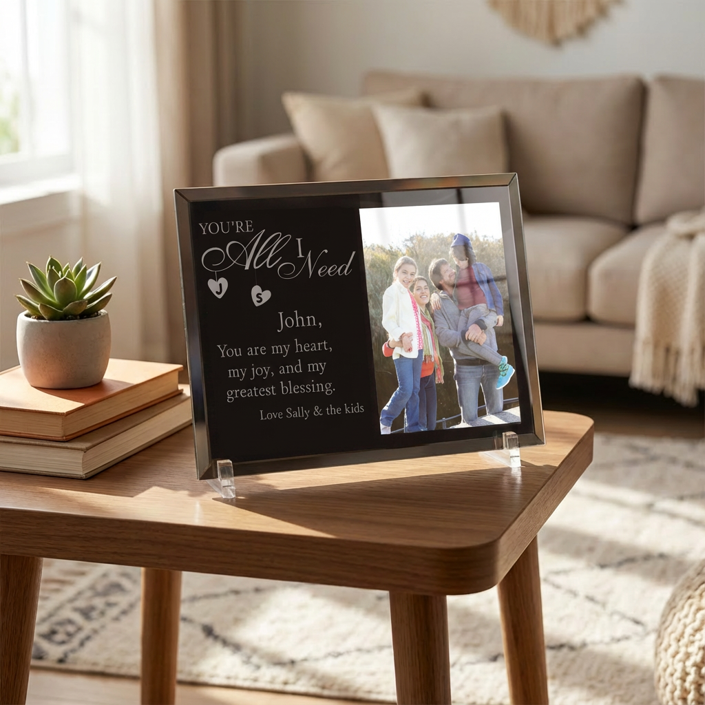 You're All I Need Black Glass Picture Frame – Things Engraved