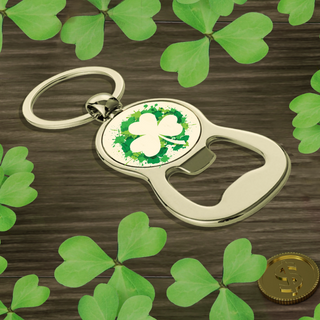 Lucky Clover Round Bottle Opener Keychain