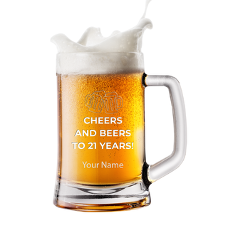 Chope à bière « Cheers to 21 Years Birthday » de 15 oz