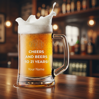 Cheers to 21 Years Birthday Beer Mug 15 oz Things Engraved
