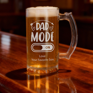 Dad Mode On Heavy Beer Mug 16 oz Things Engraved