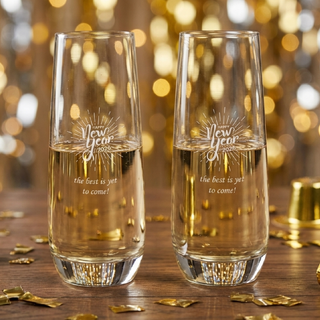 Happy New Year 2026 Stemless Champagne Flute - Set of 2