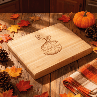 Personalized Thanksgiving Engraved Bamboo Cheese Board Set & Serving Knives Things Engraved