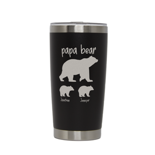 Papa Bear Personalized Coffee Tumbler | BLK