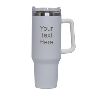 Custom Engraved Travel Mug with Handle 40 oz WHT