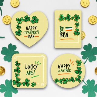 Set of 4 Fridge Magnets with Irish St Pattys Day Quotes