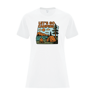 Let's Go Camping Ladies T Shirt WHT