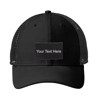 Black Trucker Hat with Custom Leather Patch| Recycled Materials