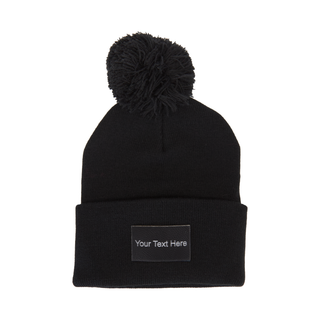 Tuque d'hiver noire avec pompon noir