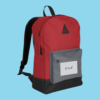 Retro Style Red Backpack with Grey Pocket