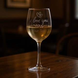 "I love you" 16oz Red Wine Glass With Custom Engraving