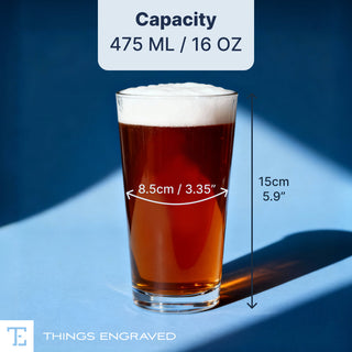 Custom Engraved Classic Beer Pint Glass – Personalized 16oz Barware Gift Things Engraved