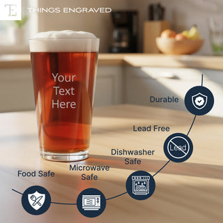 Custom Engraved Classic Beer Pint Glass – Personalized 16oz Barware Gift Things Engraved