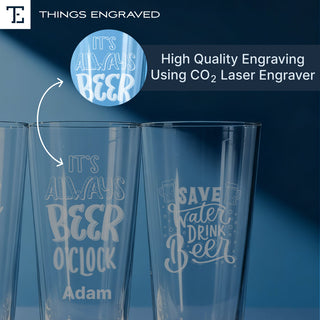 Custom Engraved Classic Beer Pint Glass – Personalized 16oz Barware Gift Things Engraved
