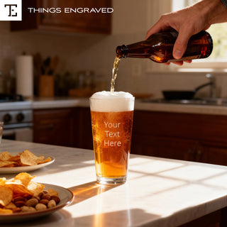 Custom Engraved Classic Beer Pint Glass – Personalized 16oz Barware Gift Things Engraved