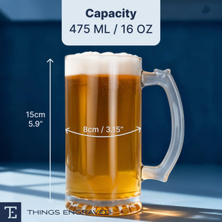Custom Engraved Heavy Beer Mug – Personalized 16oz Glass Barware Gift Things Engraved