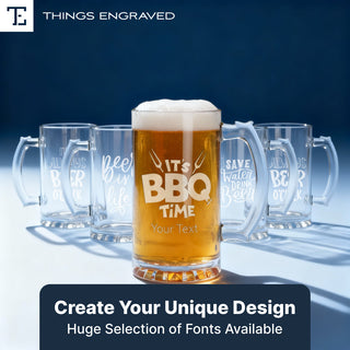 Custom Engraved Heavy Beer Mug – Personalized 16oz Glass Barware Gift Things Engraved