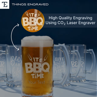 Custom Engraved Heavy Beer Mug – Personalized 16oz Glass Barware Gift Things Engraved