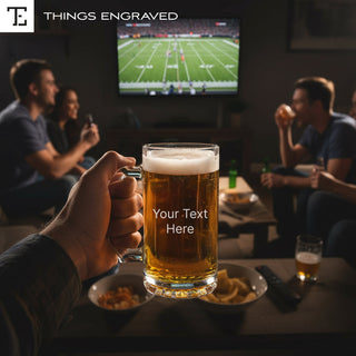 Custom Engraved Heavy Beer Mug – Personalized 16oz Glass Barware Gift Things Engraved