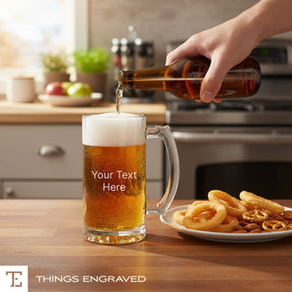 Custom Engraved Heavy Beer Mug – Personalized 16oz Glass Barware Gift Things Engraved