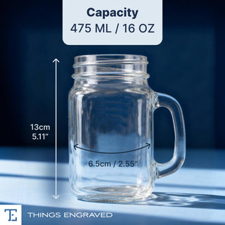 Custom Engraved Mason Jar Glass with Handle – Personalized 16oz Rustic Drinkware Gift Things Engraved