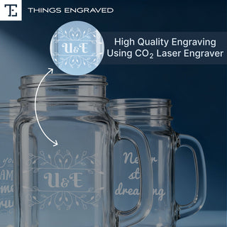 Custom Engraved Mason Jar Glass with Handle – Personalized 16oz Rustic Drinkware Gift Things Engraved