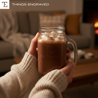Custom Engraved Mason Jar Glass with Handle – Personalized 16oz Rustic Drinkware Gift Things Engraved