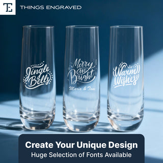 Custom Engraved Stemless Champagne 10oz Flute Glass – Personalized Wedding, Anniversary & Gift Glassware Things Engraved