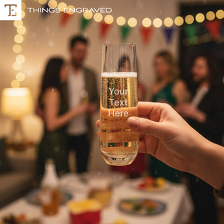 Custom Engraved Stemless Champagne 10oz Flute Glass – Personalized Wedding, Anniversary & Gift Glassware Things Engraved