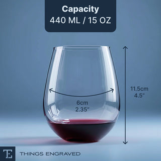 Custom Engraved Stemless Wine Glass – Personalized 15oz Wine Lovers Gift Things Engraved