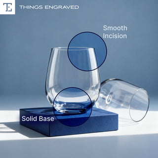 Custom Engraved Stemless Wine Glass – Personalized 15oz Wine Lovers Gift Things Engraved