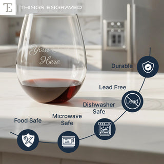 Custom Engraved Stemless Wine Glass – Personalized 15oz Wine Lovers Gift Things Engraved