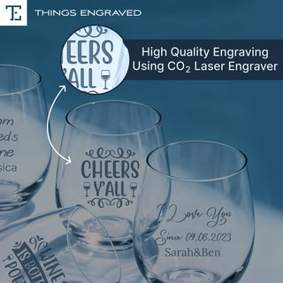 Custom Engraved Stemless Wine Glass – Personalized 15oz Wine Lovers Gift Things Engraved
