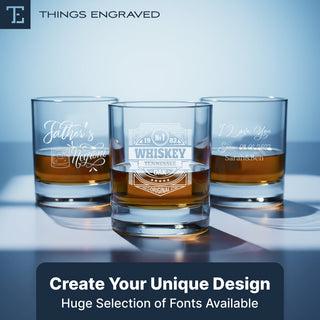 Custom Engraved Heavy Base Rocks Glass – Personalized 11oz Whiskey, Bourbon Glass Gift Things Engraved